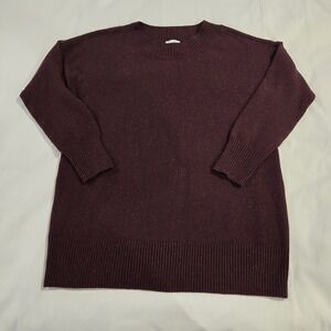 Purejill J. Jill Burgundy Speckled  Sweater w/ Ribbed Neck, Wrist & Hem Medium